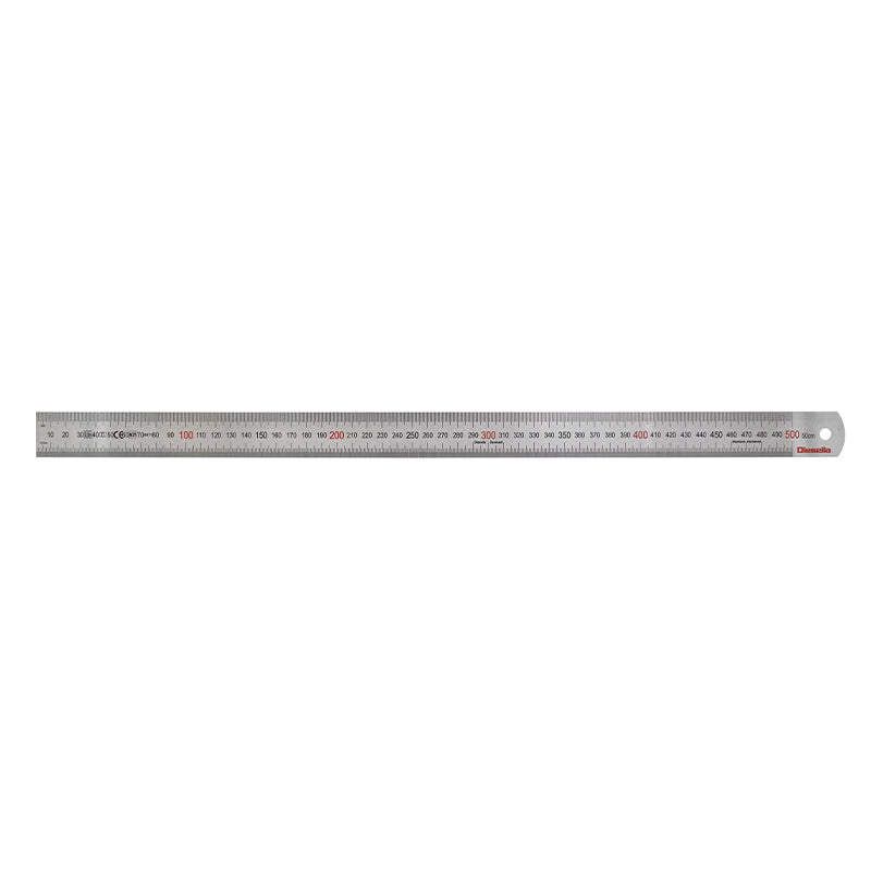 Stållineal 500 × 30 × 1,2 mm, Klasse II, V-H-graduering