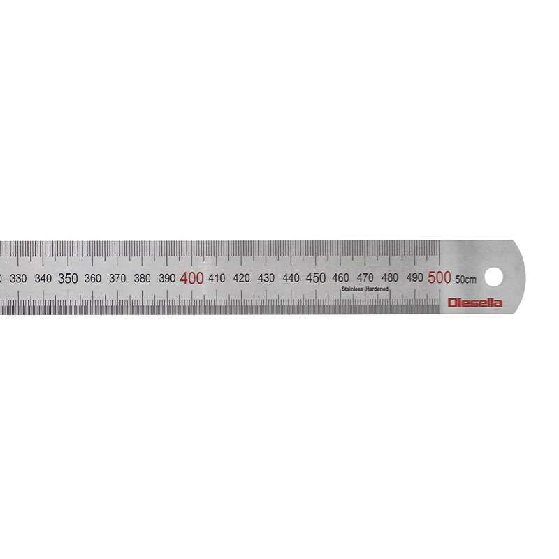 Stållineal 500 × 30 × 1,2 mm, Klasse II, V-H-graduering