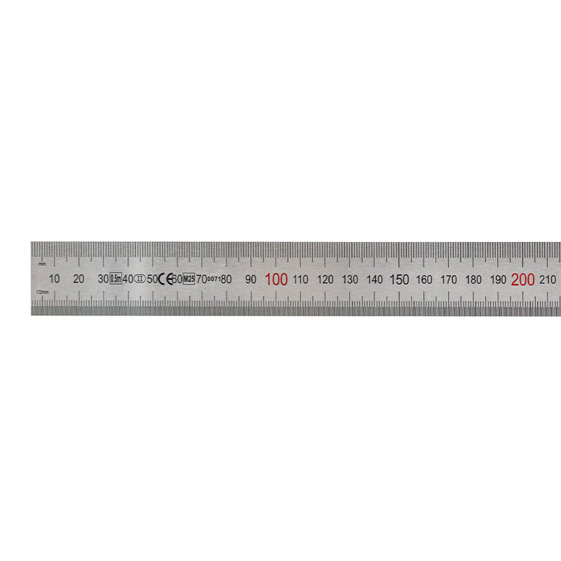 Stållineal 500 × 30 × 1,2 mm, Klasse II, V-H-graduering