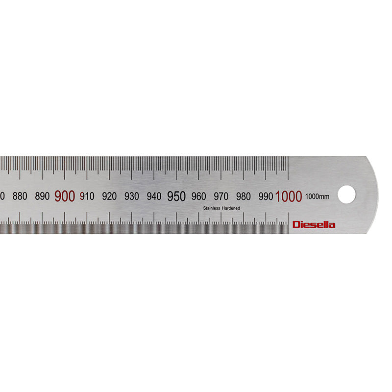 Stållineal 1000 × 35 × 1,5 mm, Klasse II, V-H-graduering