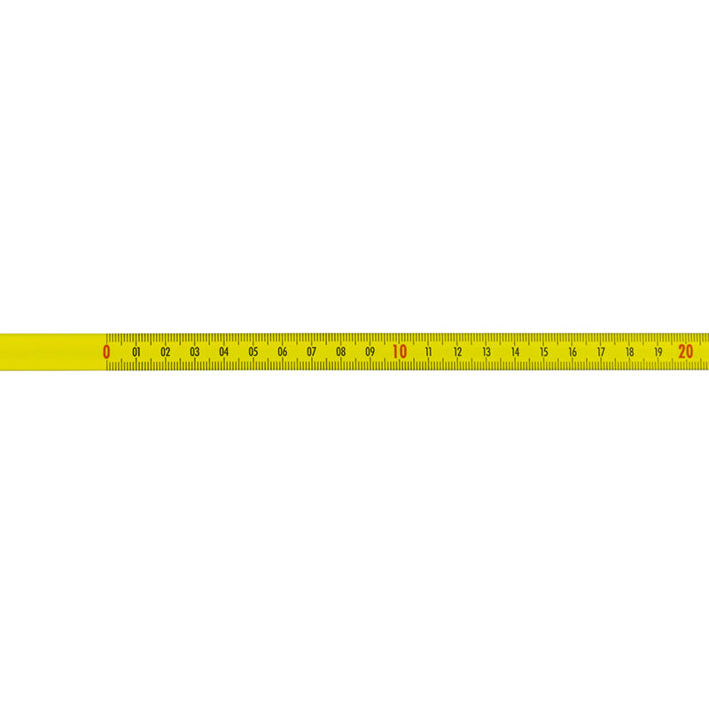 Selvklæbende Pit båndmål i stål 2 m × 10 mm, V-H-graduering gul