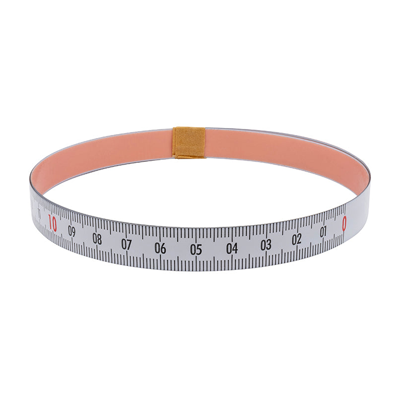 Selvklæbende Pit båndmål i stål 2 m × 13 mm, H-V-graduering hvid