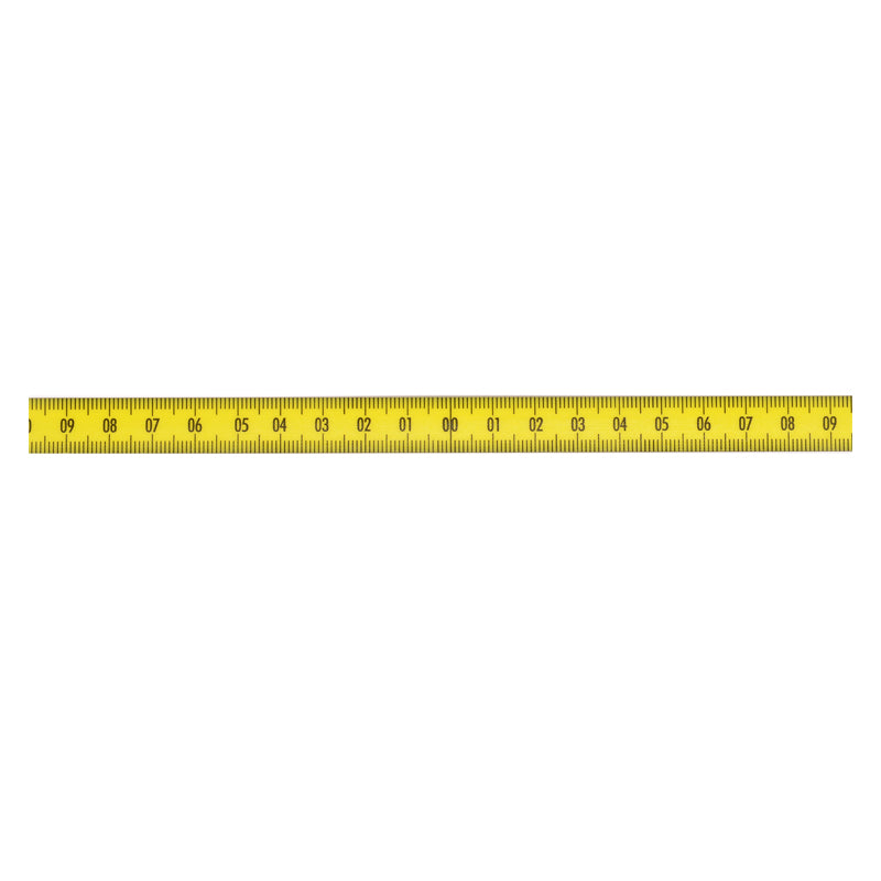 Selvklæbende Pit båndmål i stål 200 cm × 13 mm (100–0–100 cm) gul