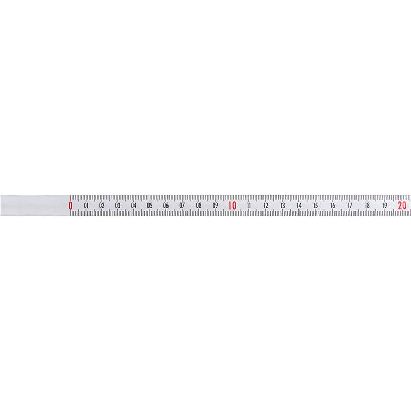 Selvklæbende Pit båndmål i stål 2 m × 10 mm, V-H-graduering hvid