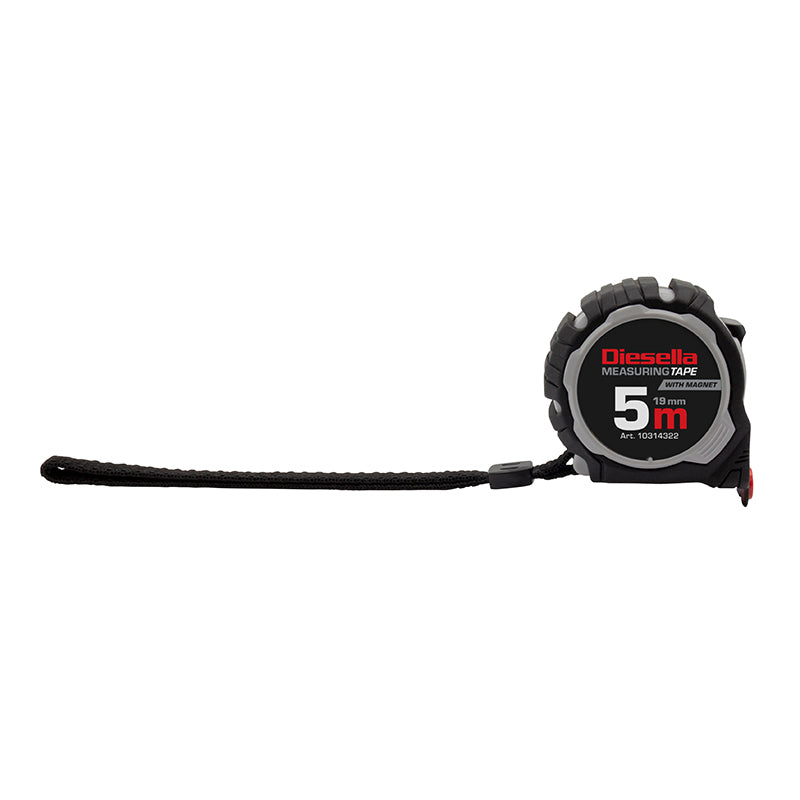 Båndmål 5 m × 19 mm Compact gummibelagt ABS-hus med autolås og magnet (MID klasse II)