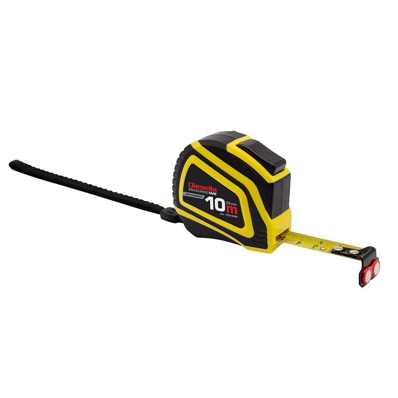 Båndmål 10 m × 25 mm gummibelagt ABS-hus med Auto-lock