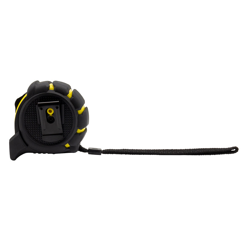 Båndmål 8 m × 25 mm gummibelagt ABS-hus med Power-lås