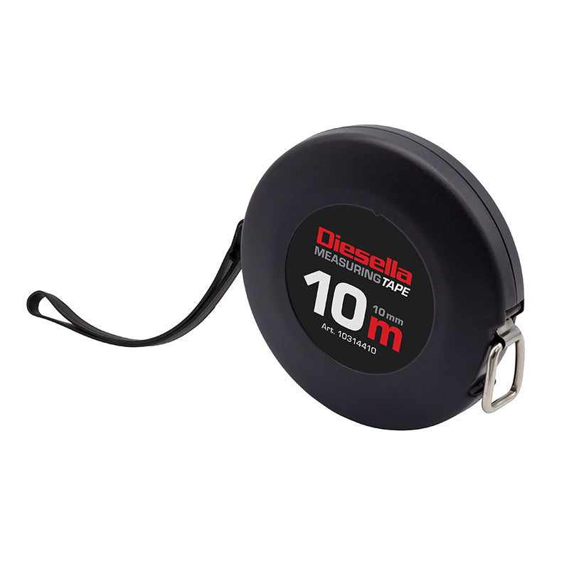 Båndmål 10 m × 10 mm stålbånd i lukket spolekassette