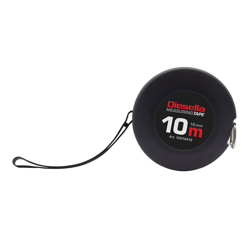 Båndmål 10 m × 10 mm stålbånd i lukket spolekassette
