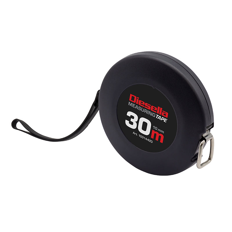 Båndmål 30 m × 10 mm stålbåndmål i lukket spolekassette