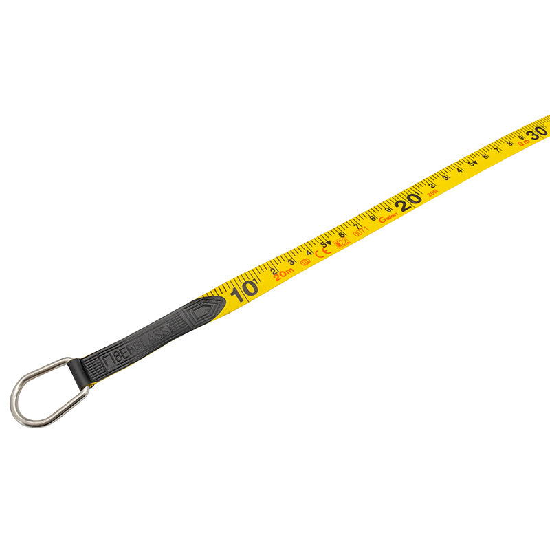 Båndmål 20 m × 13 mm glasfiber i lukket spolekassette