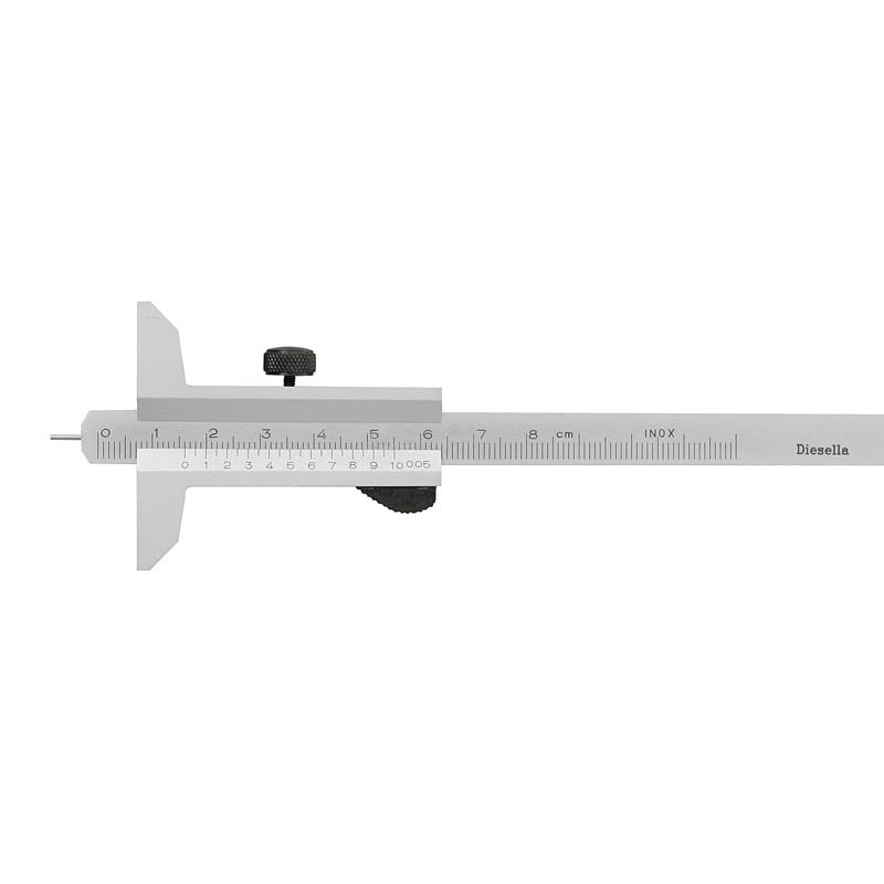 Dybdeskydelære 0- 80 mm × 0,05 m. målestift (50 mm målebro)