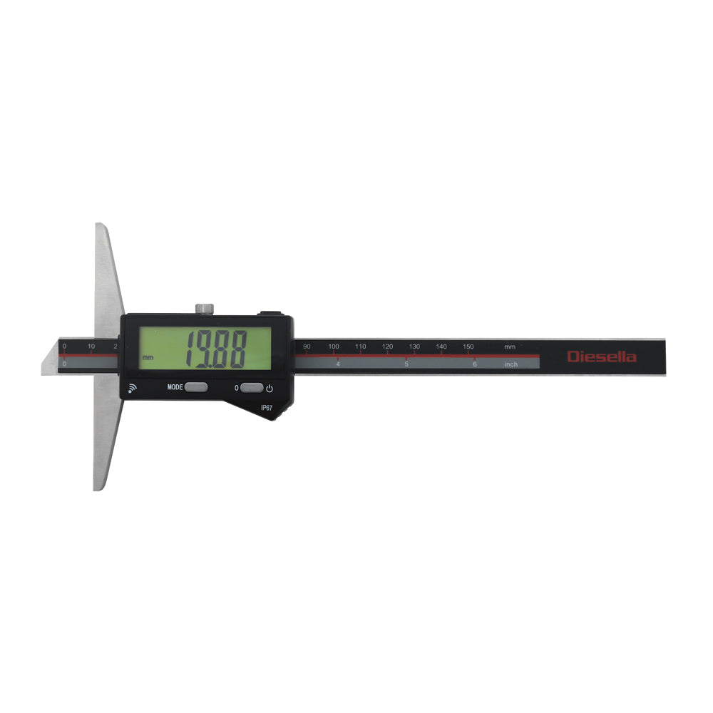 Digital dybdeskydelære 0–150 × 0,01 mm IP67 DIN862 med bluetooth