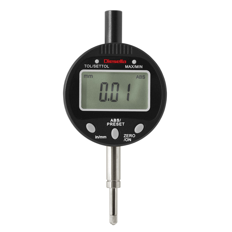 Digitalt måleur 0–25,4 × 0,01 mm med ABS/TOL/Min/Max funktion