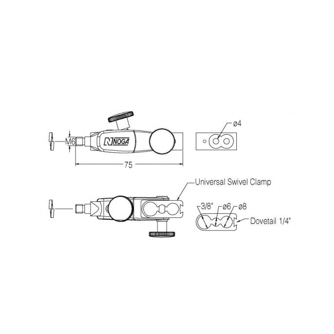 Urholder FA1500 med M6-gevind og Ø8,0 mm hul