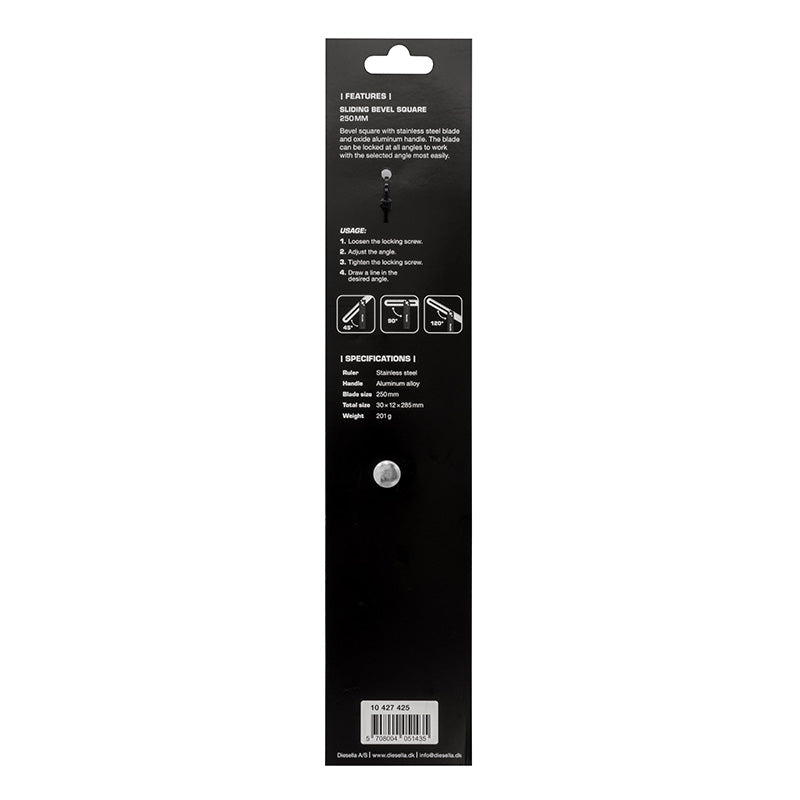Smigvinkel 250 mm med rustfri klinge og låsefunktion