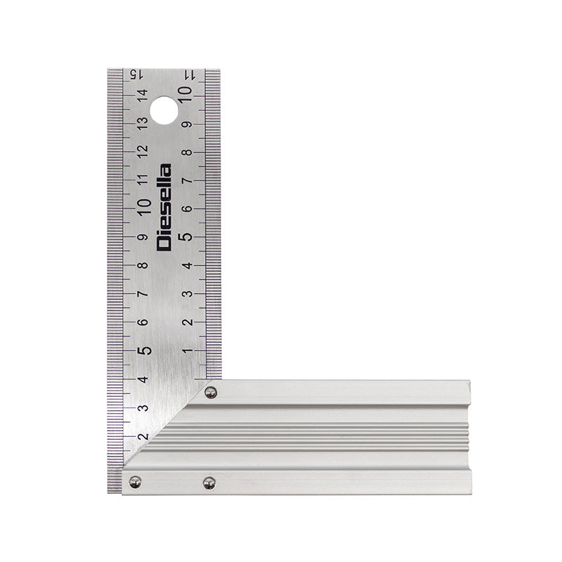 Snedkervinkel 150 × 120 mm med kraftig base i aluminium