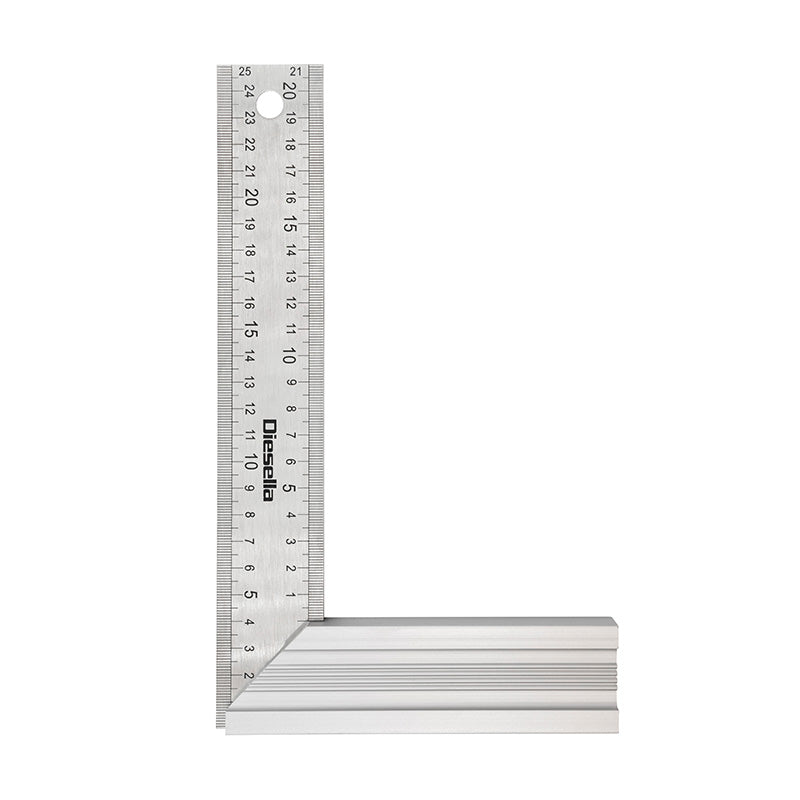 Snedkervinkel 250 × 145 mm med kraftig base i aluminium