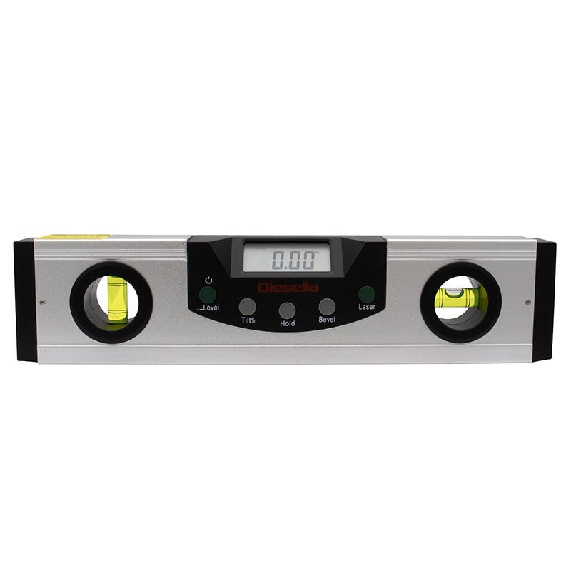 Digitalt vaterpas 230 mm/0,05° med krydslaser og LED-lys