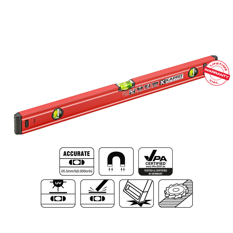 SPIRIT vaterpas 60 cm med magneter og 3 akryl-libeller