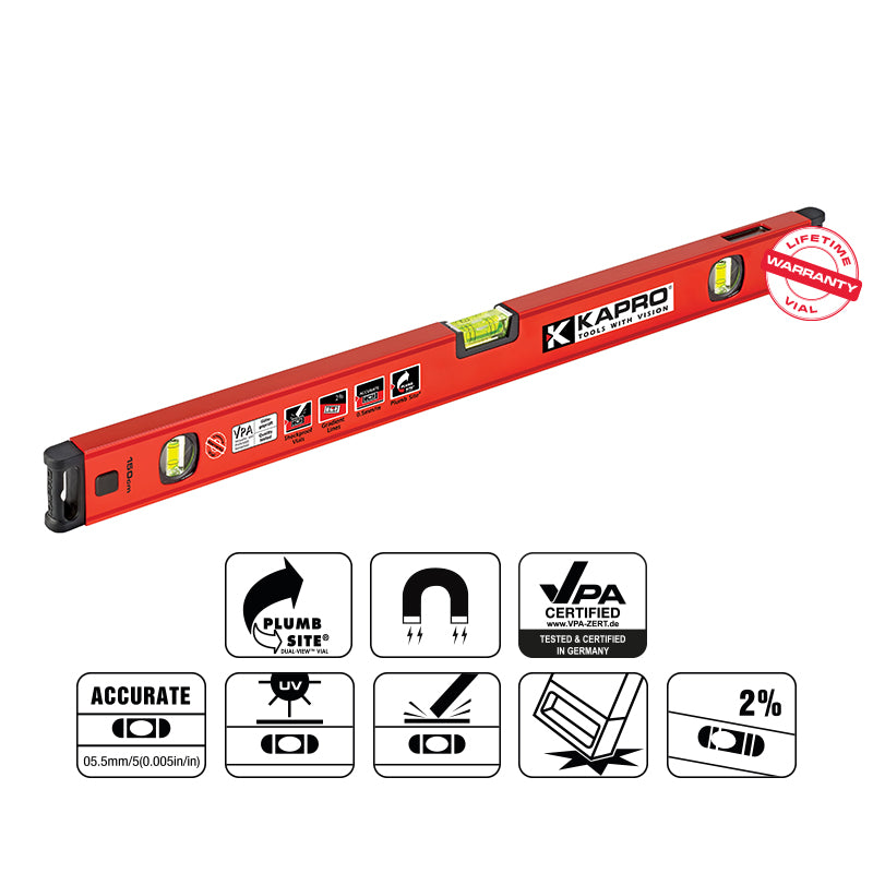 GENESIS vaterpas 150 cm med DualView, magneter og 3 akryl-libeller