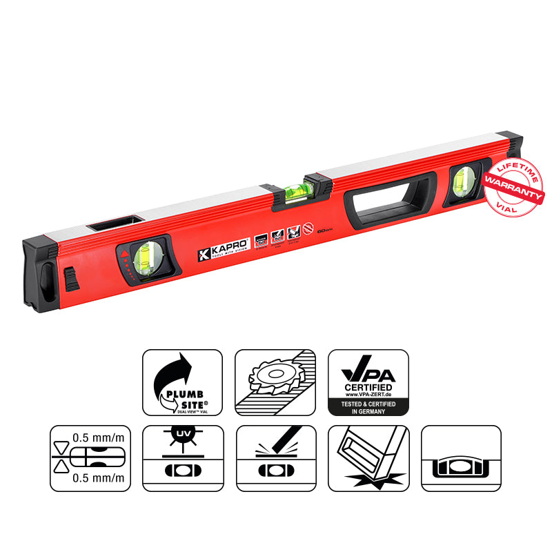 VULCAN Prof. vaterpas 60 cm med DualView, V-spor og 3 akryl-libeller