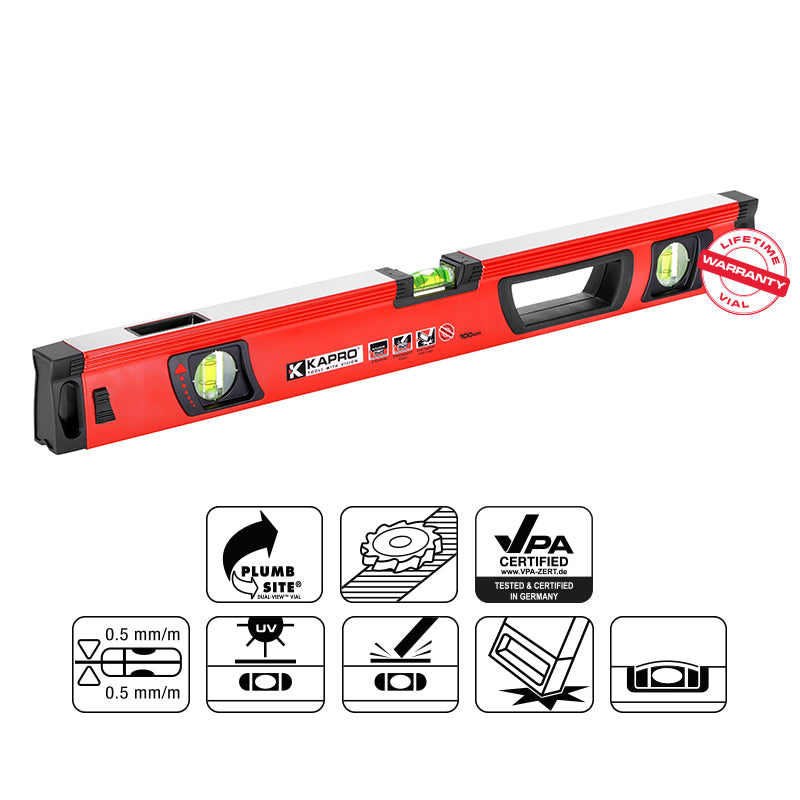 VULCAN Prof. vaterpas 100 cm med DualView, V-spor og 3 akryl-libeller