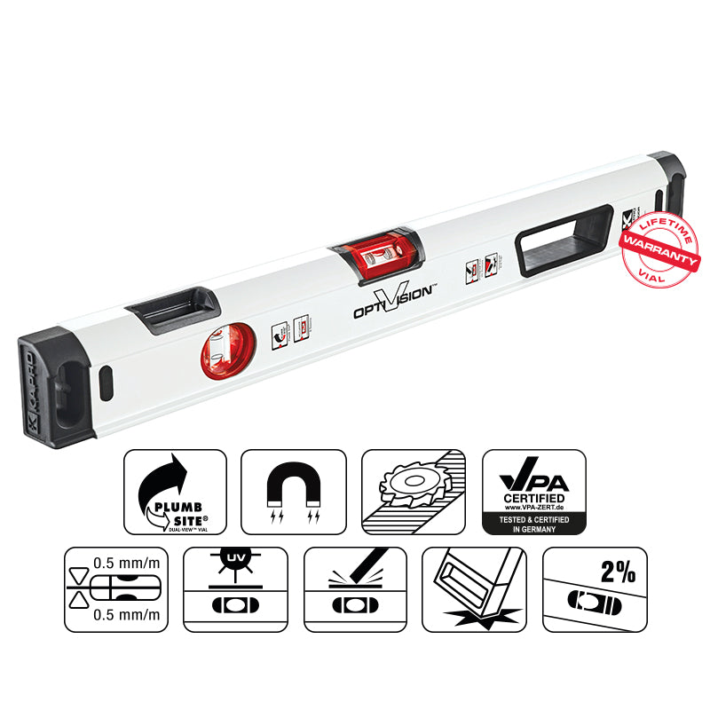 CONDOR Prof. vaterpas 180 cm med OPTIVISION, DualView og 2 libeller