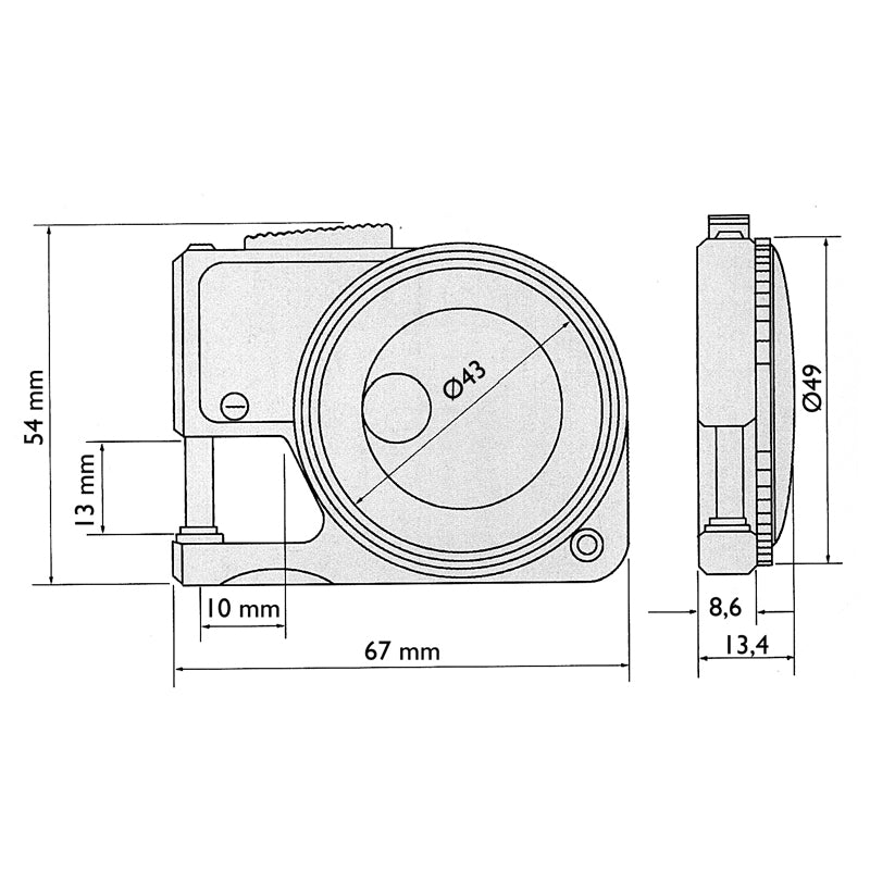 Tykkelsesmåler lommemodel 0–10 × 0,01 mm