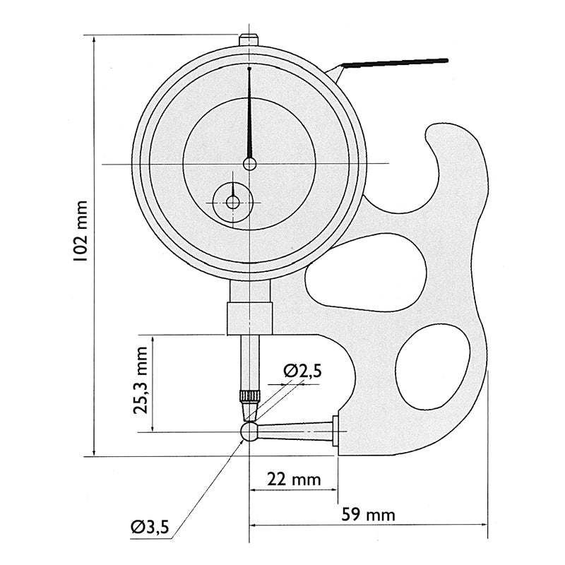 Tykkelsesmåler til rør 0–10 × 0,01 mm