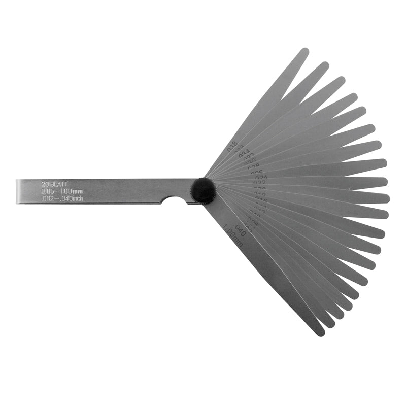 Søgerblade 0,05–1,00 mm (20 blade) 200 mm med cylindrisk afrunding og 13 mm bredde
