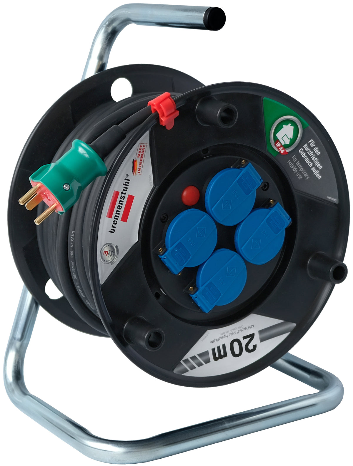 Kabeltromle med jord 20 meter 3G1,5
