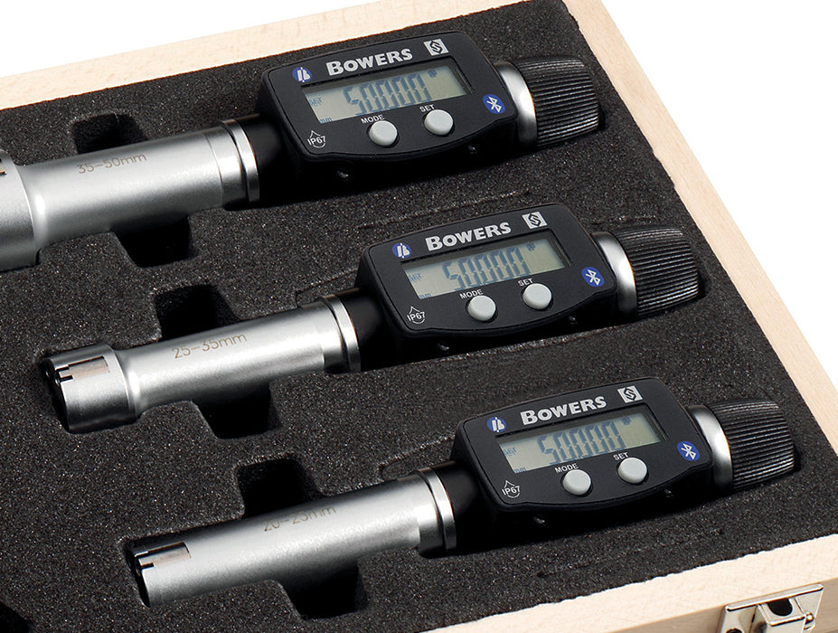 SXTD3U-BT digital 3-punkt mikrometer sæt 6–10 mm med 3 digitale enheder og kontrolring