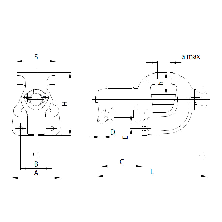 Bænkskruestik med kæbebredde 150 × 175 mm heavy-duty (1240–150L)