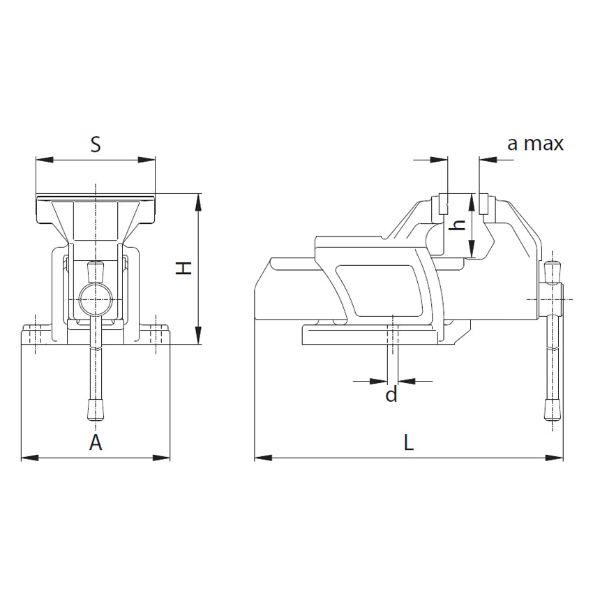 Bænkskruestik 100 × 80 mm (1250–100L) heavy-duty
