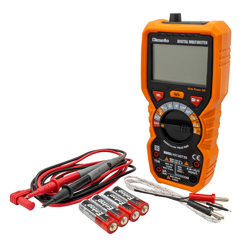 Digitalt multimeter med True RMS 1000 V/10 A med gummikappe