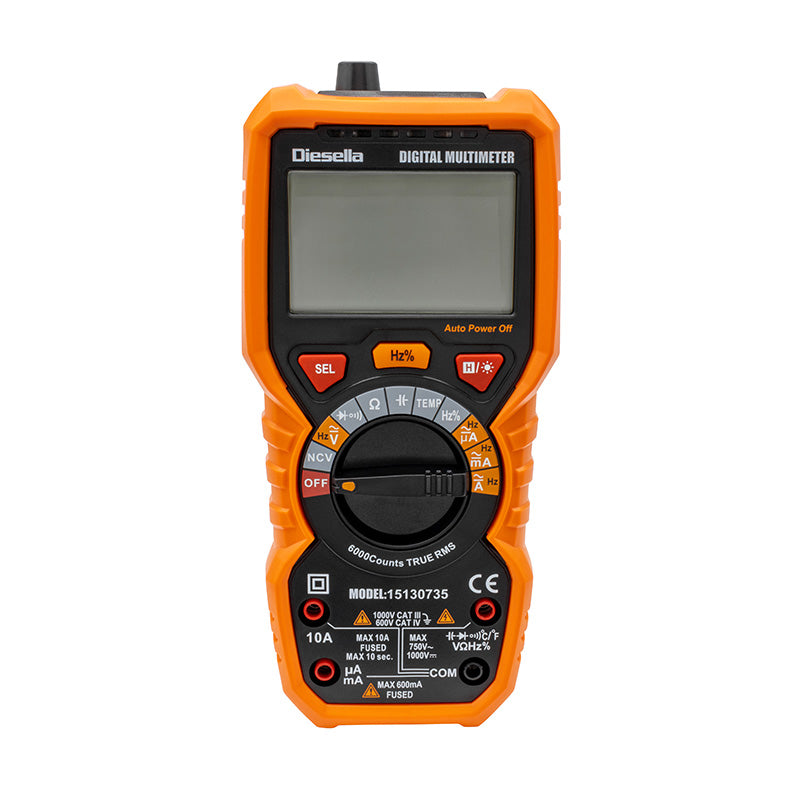 Digitalt multimeter med True RMS 1000 V/10 A med gummikappe
