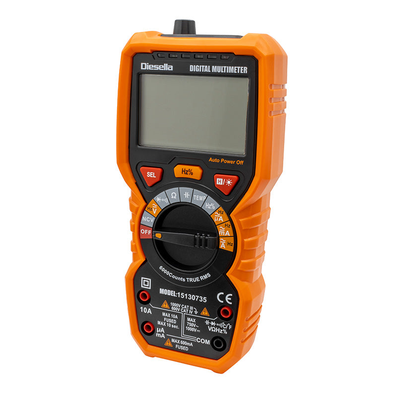 Digitalt multimeter med True RMS 1000 V/10 A med gummikappe