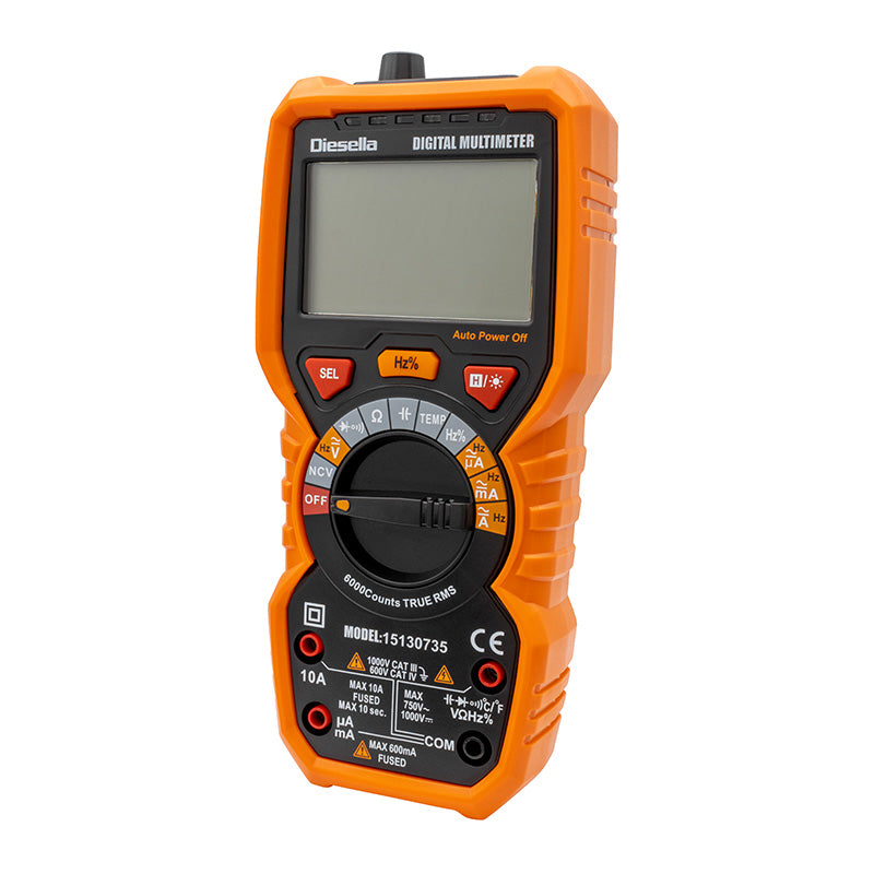 Digitalt multimeter med True RMS 1000 V/10 A med gummikappe