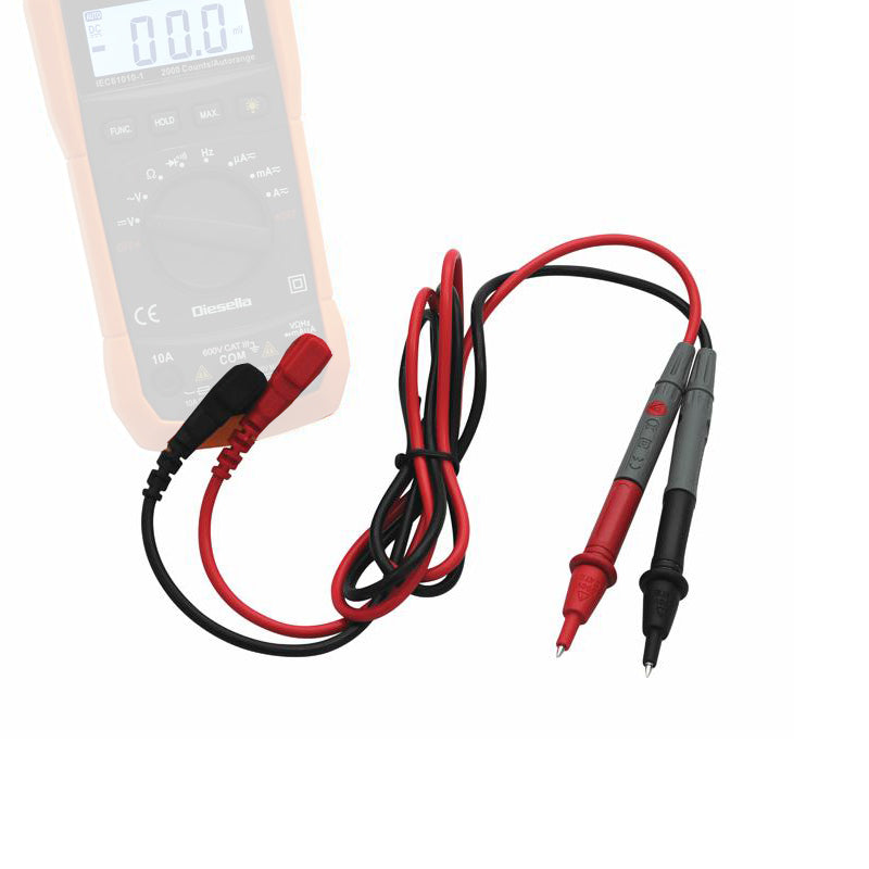 Testledning til multimeter art. 15130710 (sort + rød)