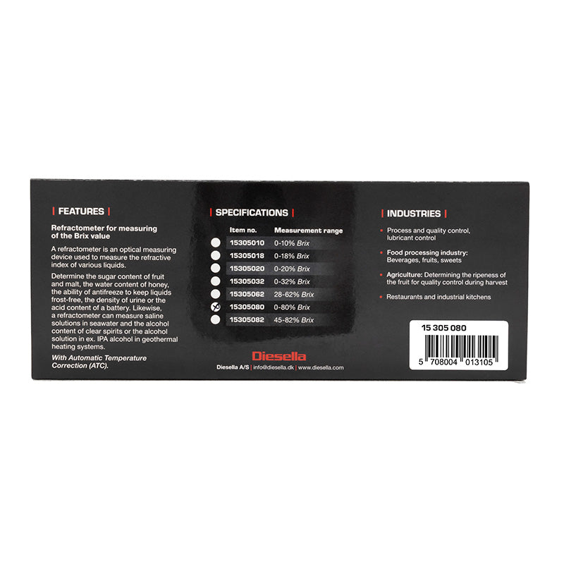 Refraktometer Brix 0–80% med "ATC"