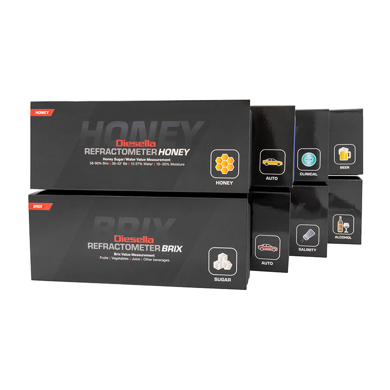 Refraktometer Auto Glycol 0–66% (EG/PG/BF) med "ATC" (0–66% / 0–62% / 1,10–1,40)