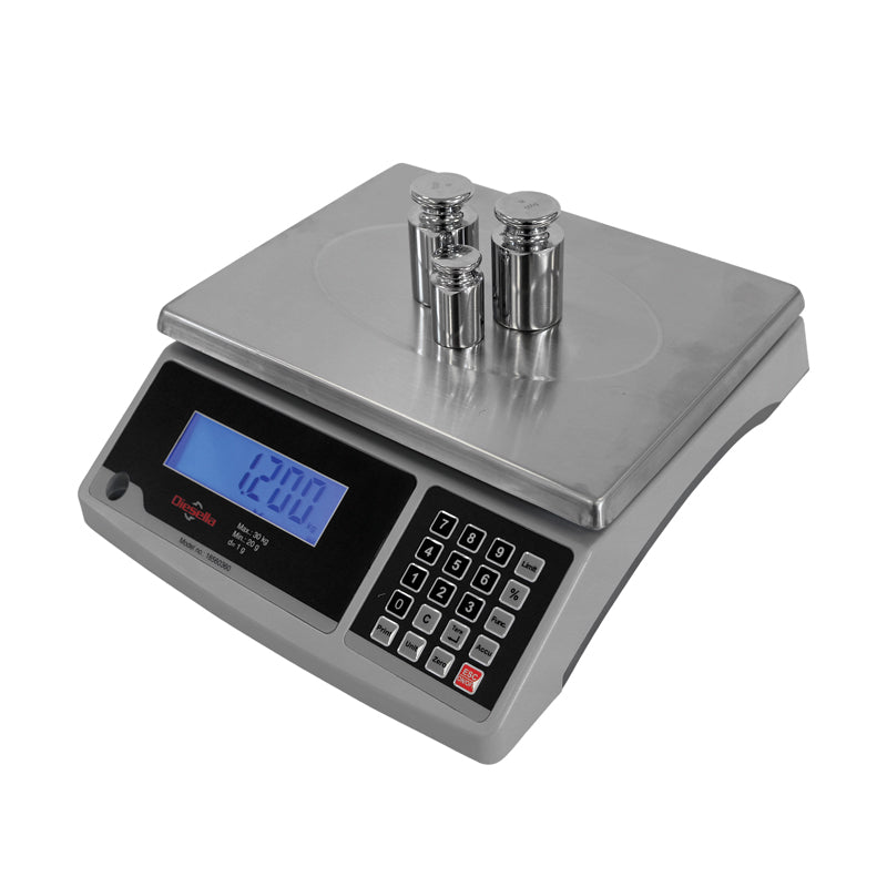 Pakkevægt 30 kg / inddeling 1,0 g med tællefunktion og LCD-display