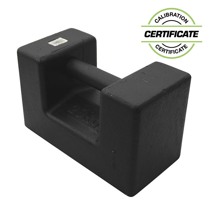 Kalibreringslod 20 kg / 1 g klasse M1 med greb og kalibreringscertifikat (EU)