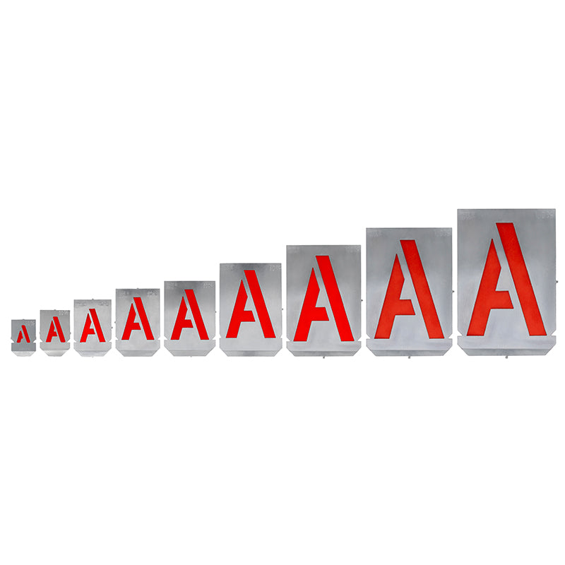 Stencilsæt med bogstaver A-Z+& med 30 mm tegnhøjde (27 dele)