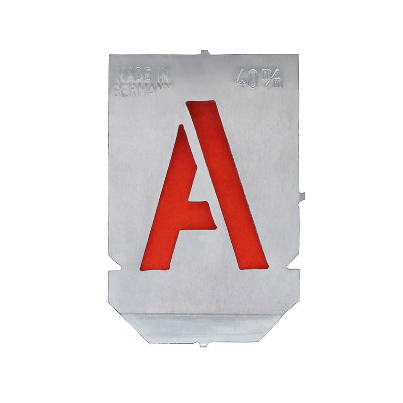 Stencilsæt med bogstaver A-Z+& med 40 mm tegnhøjde (27 dele)