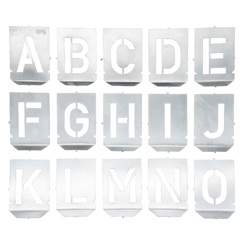 Stencilsæt med bogstaver A-Z+& med 40 mm tegnhøjde (27 dele)