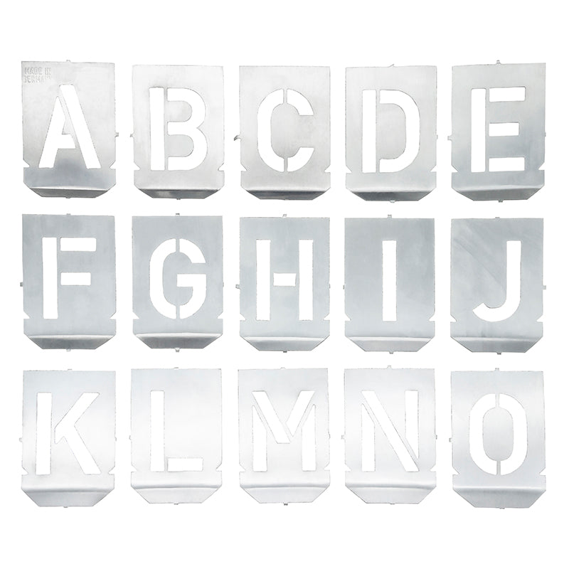 Stencilsæt med bogstaver A-Z+& med 80 mm tegnhøjde (27 dele)