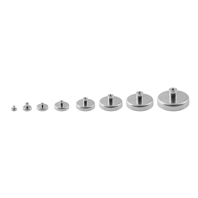 Lav ferrit-pottemagnet Ø80 × 18 mm med M10-gevindbøsning og 60,0 kg holdekraft