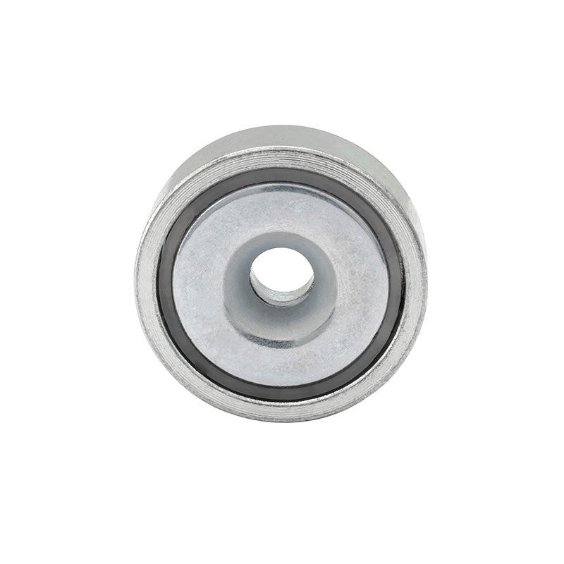 Lav neodym-pottemagnet Ø25 × 7,0 mm, undersænket hul Ø4,5 mm (14 kg)